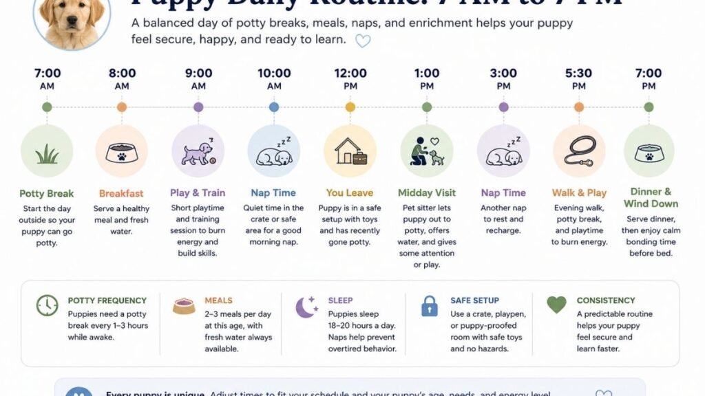 Daily schedule for a puppy owned by someone who works full time.